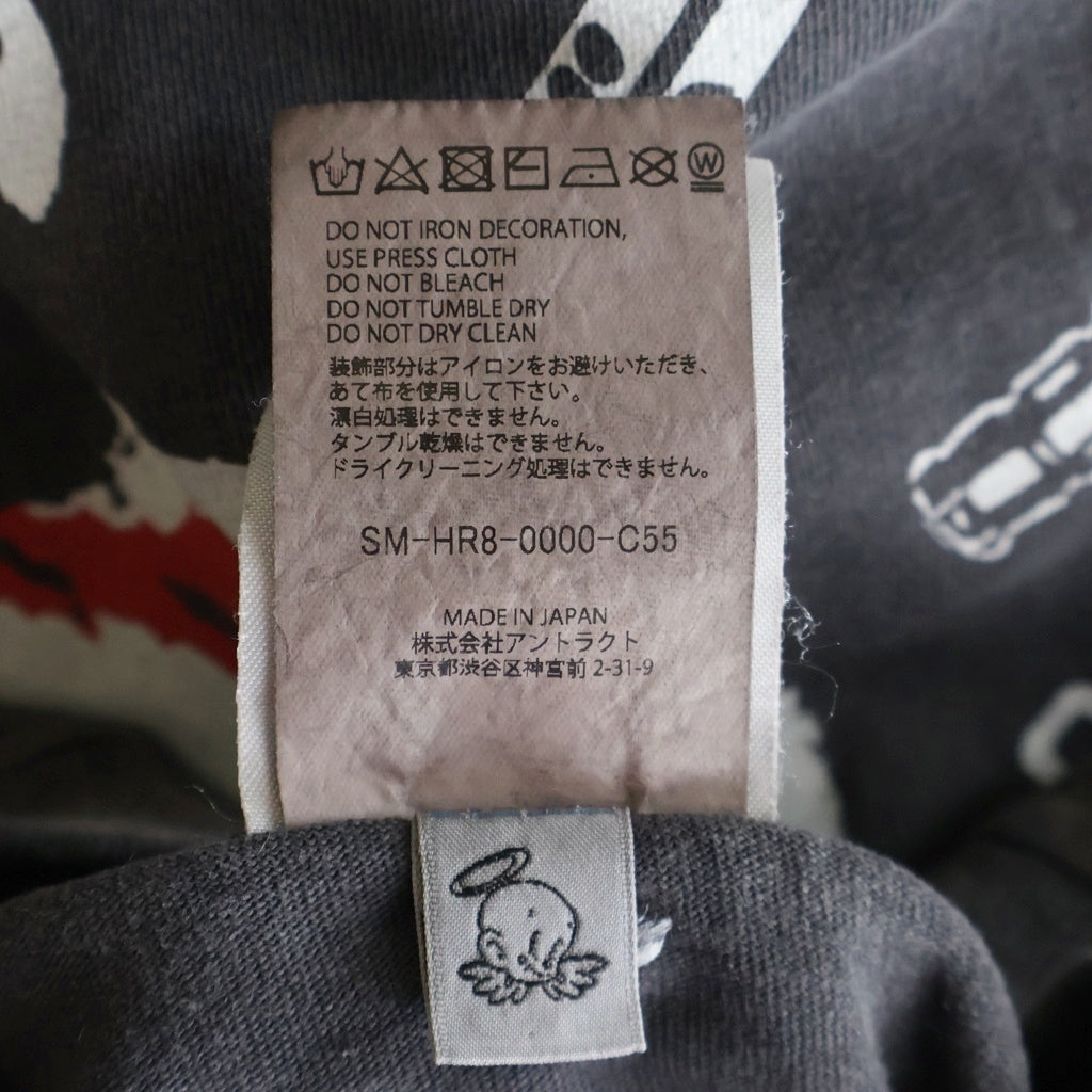 SAINT MICHAEL(セントマイケル) 25SS ×THE DARK KNIGHT BTM_SS TEE LIP ダークナイト ヴィンテージ加工両面プリントTシャツ グレー SM-HR8-0000-C55