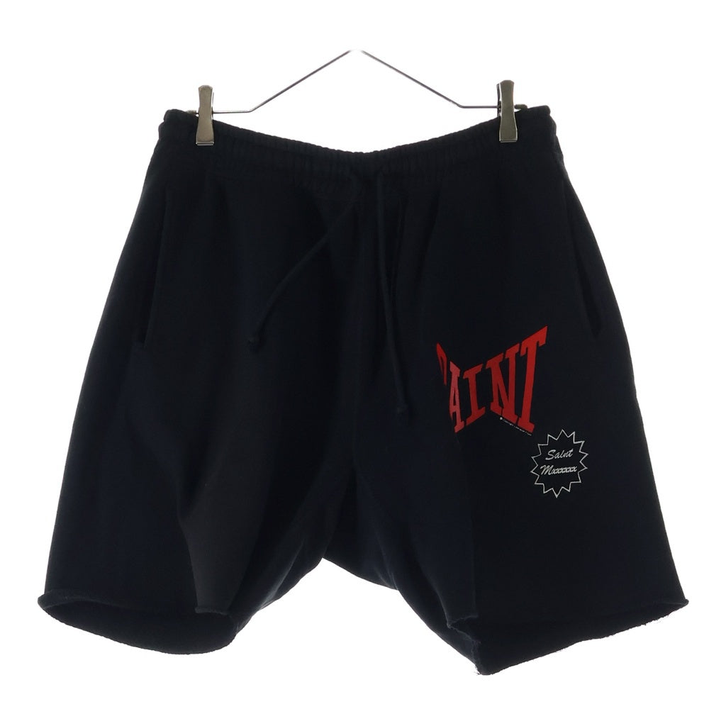 SAINT MICHAEL(セントマイケル) 24SS SWEAT SHORTS ロゴプリントスウェットハーフパンツ ショーツ ブラック SM-YS8-0000-046