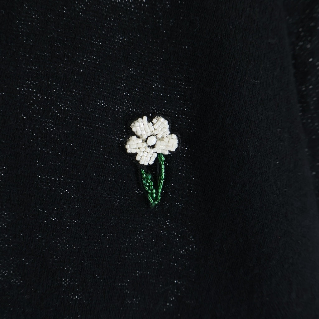UNDERCOVER(アンダーカバー) 25SS FLORAL APPLIQUE CARDIGAN フローラル 袖パッチ カシミヤ混 ニットカーディガン ブラック UC1E4905