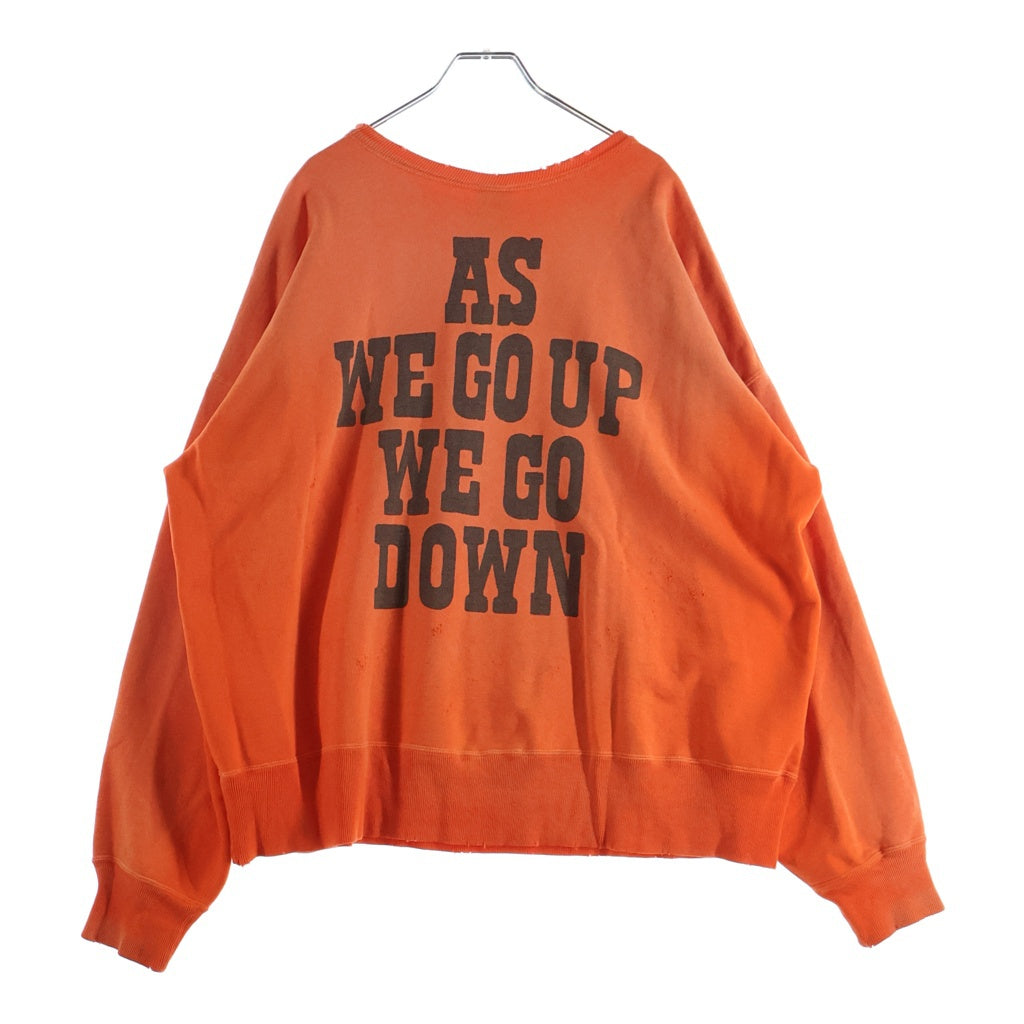 SAINT MICHAEL(セントマイケル) 24SS CRW SWEAT/JS & LMB ヴィンテージ加工 両面プリント 長袖クルーネックスウェットトレーナー オレンジ SM-YS8-0000-028