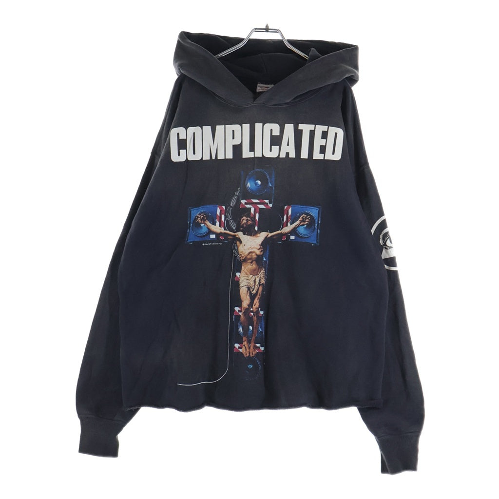 SAINT MICHAEL(セントマイケル) 23AW ×Kosuke Kawamura KK/HOODIE /COMPLICATED 河村康輔 ヴィンテージ加工 クロップドプルオーバーパーカー フーディー グレー SM-A23-0000-C20