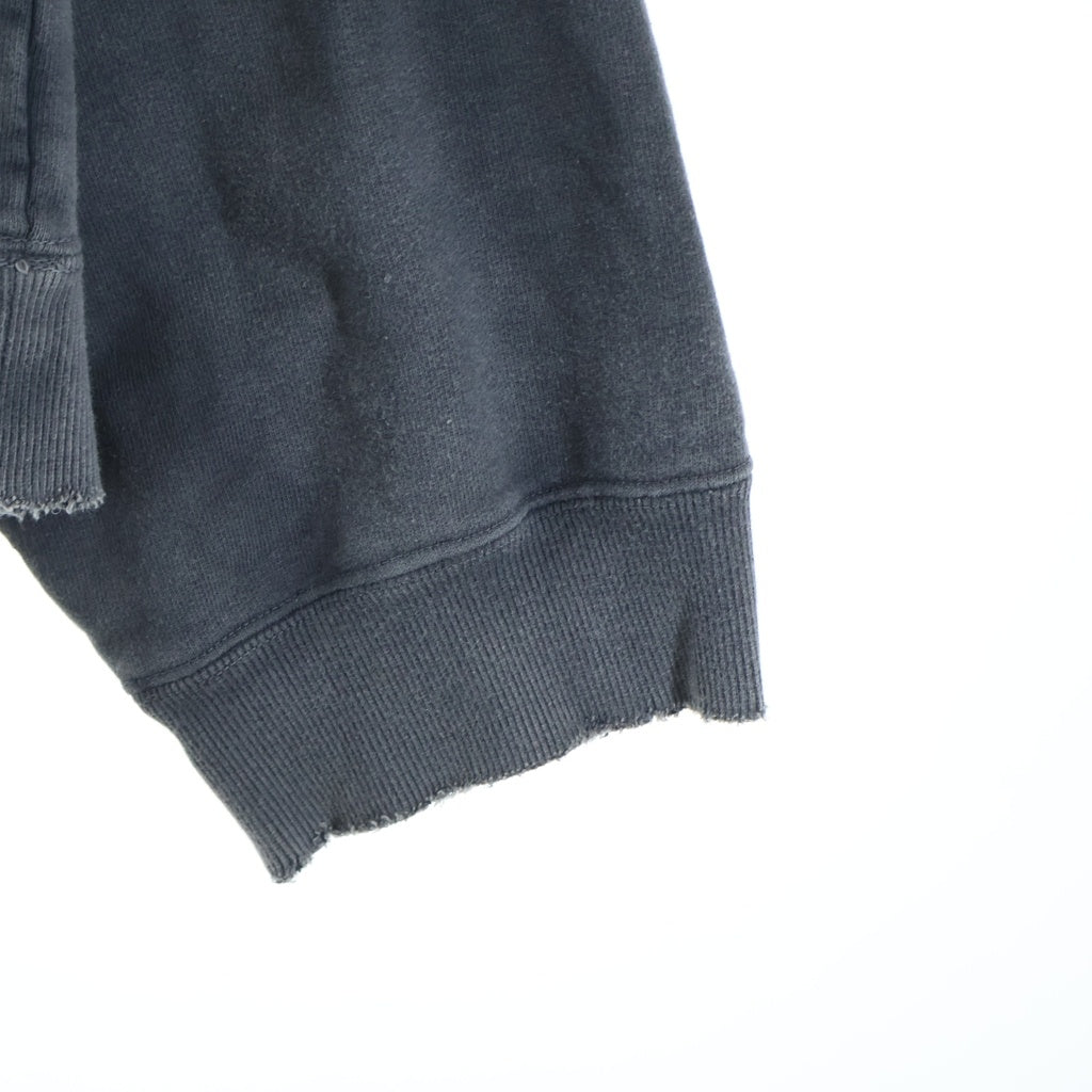 ANCELLM(アンセルム) EMBROIDERY UNEVEN OVER SWEAT SHIRT 胸ロゴ刺繍 ヴィンテージ加工 クルーネックスウェットトレーナー グレー ANC-CT64
