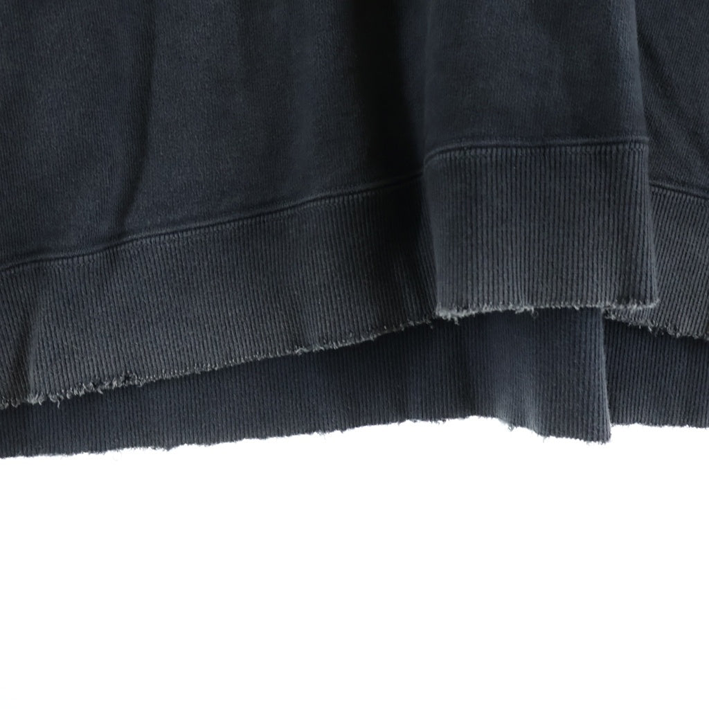 ANCELLM(アンセルム) EMBROIDERY UNEVEN OVER SWEAT SHIRT 胸ロゴ刺繍 ヴィンテージ加工 クルーネックスウェットトレーナー グレー ANC-CT64