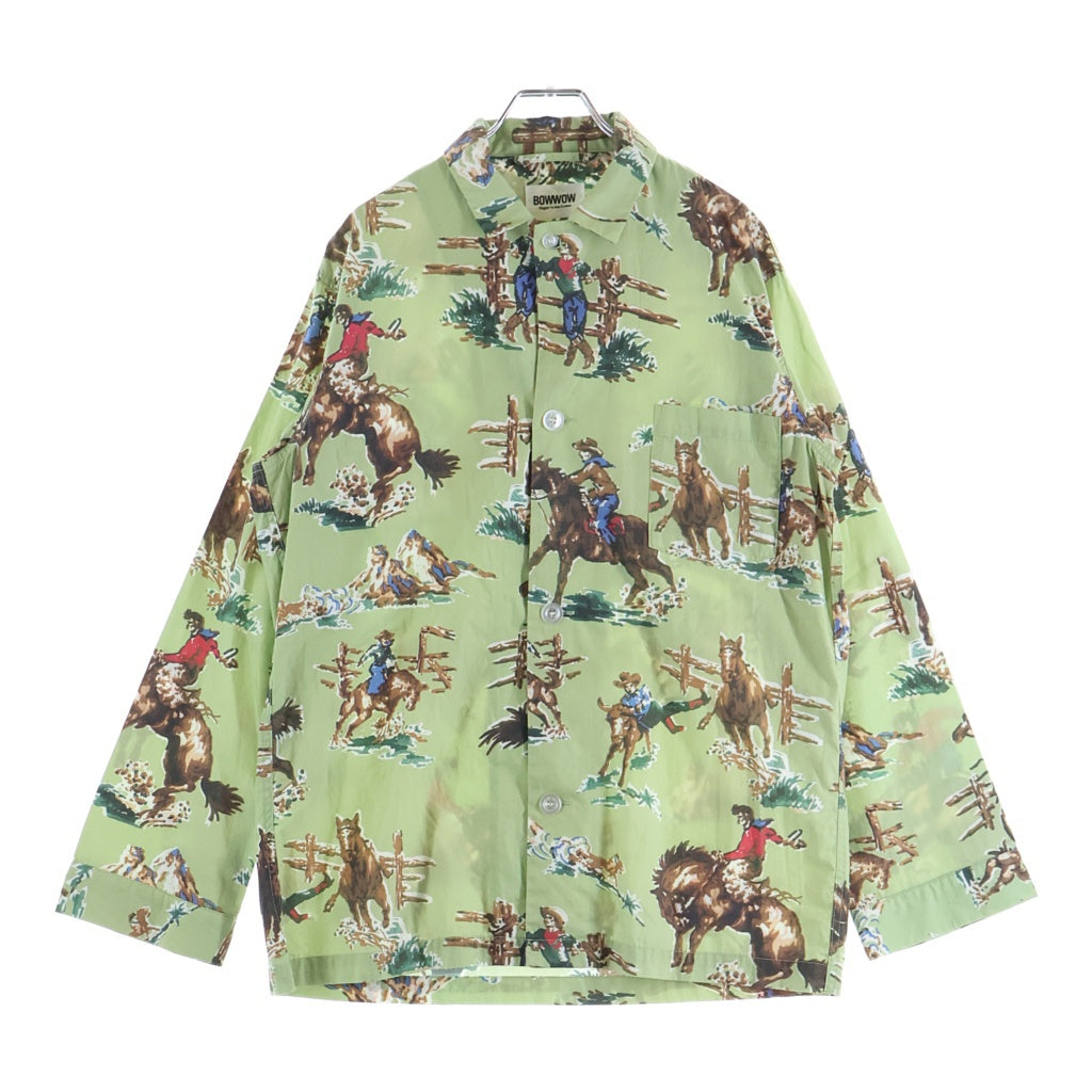 BOWWOW(バウワウ) 19SS KURT COWBOY SHIRTS カウボーイ総柄 長袖コットンシャツ グリーン BW1901-CS