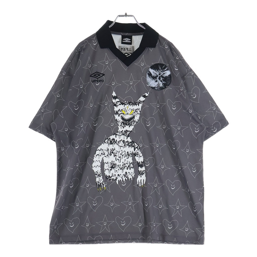KIDILL(キディル) 25SS ×UMBRO GAME SHIRT アンブロ イラスト総柄 半袖ゲームシャツ グレー KL917
