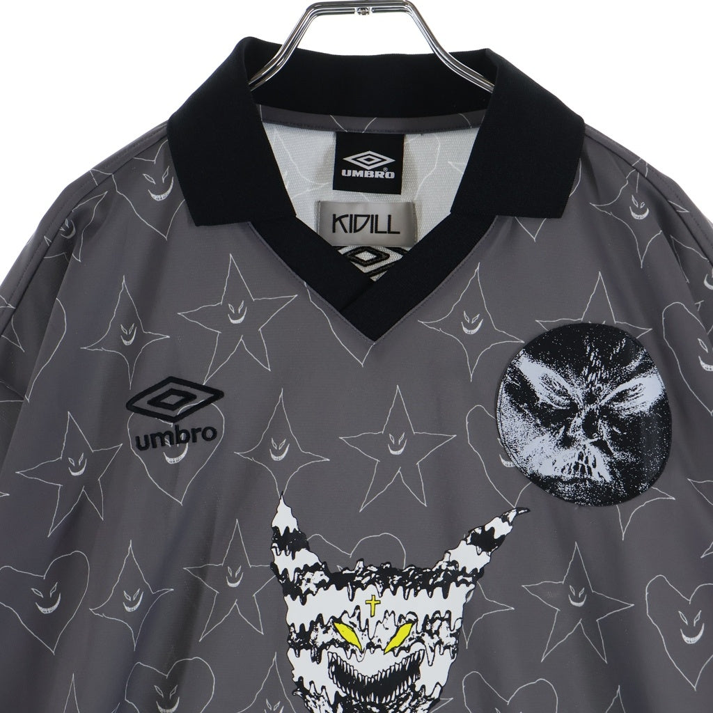 KIDILL(キディル) 25SS ×UMBRO GAME SHIRT アンブロ イラスト総柄 半袖ゲームシャツ グレー KL917
