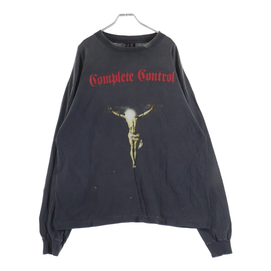 SAINT MICHAEL(セントマイケル) 25SS × Kosuke Kawamura KK_LS TEE/COMPLETE CONTRL 河村康輔 ヴィンテージ加工 両面プリントTシャツ グレー SM-HR8-0000-C26