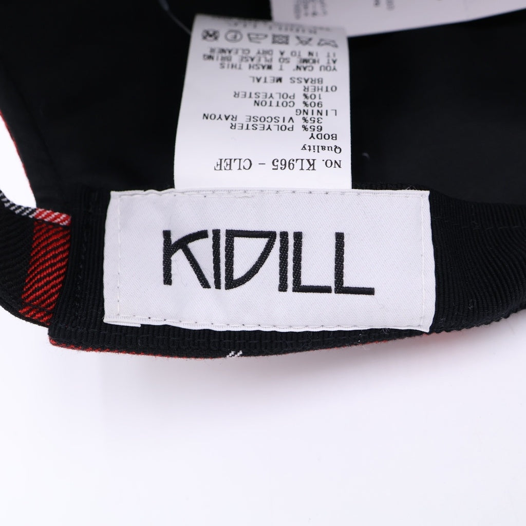 KIDILL(キディル) ×HIZUME ヒズメ タータンチェック アジャスタースタッズ加工 ベースボールキャップ 帽子 レッド/ブラック KL965-CLEF