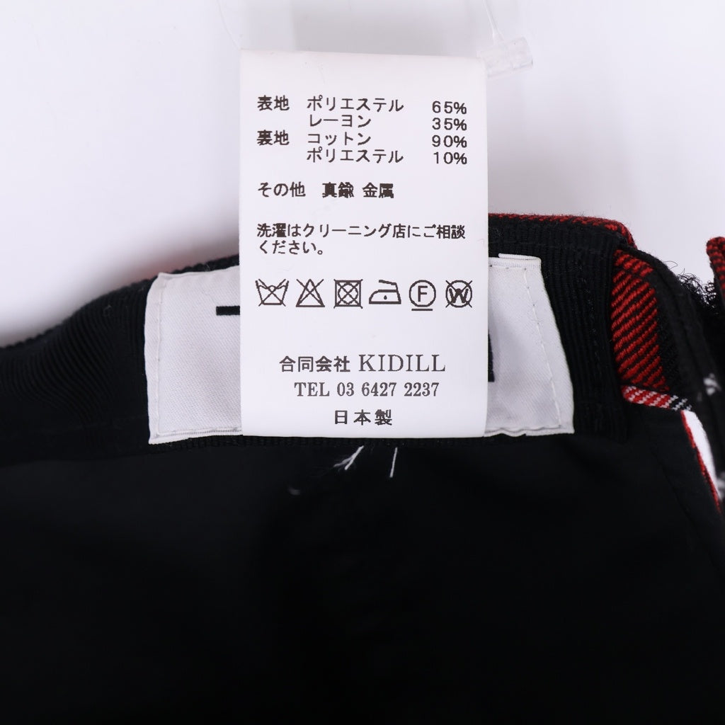 KIDILL(キディル) ×HIZUME ヒズメ タータンチェック アジャスタースタッズ加工 ベースボールキャップ 帽子 レッド/ブラック KL965-CLEF