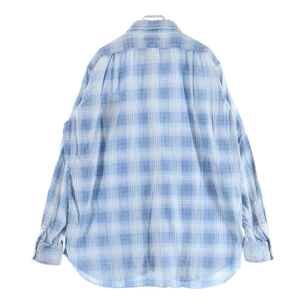 MINEDENIM(マインデニム) 19SS DENIM CHECK PRNT LOOSE SH デニムチェックプリント 長袖ボタンシャツ ブルー 1903-5003-87-012