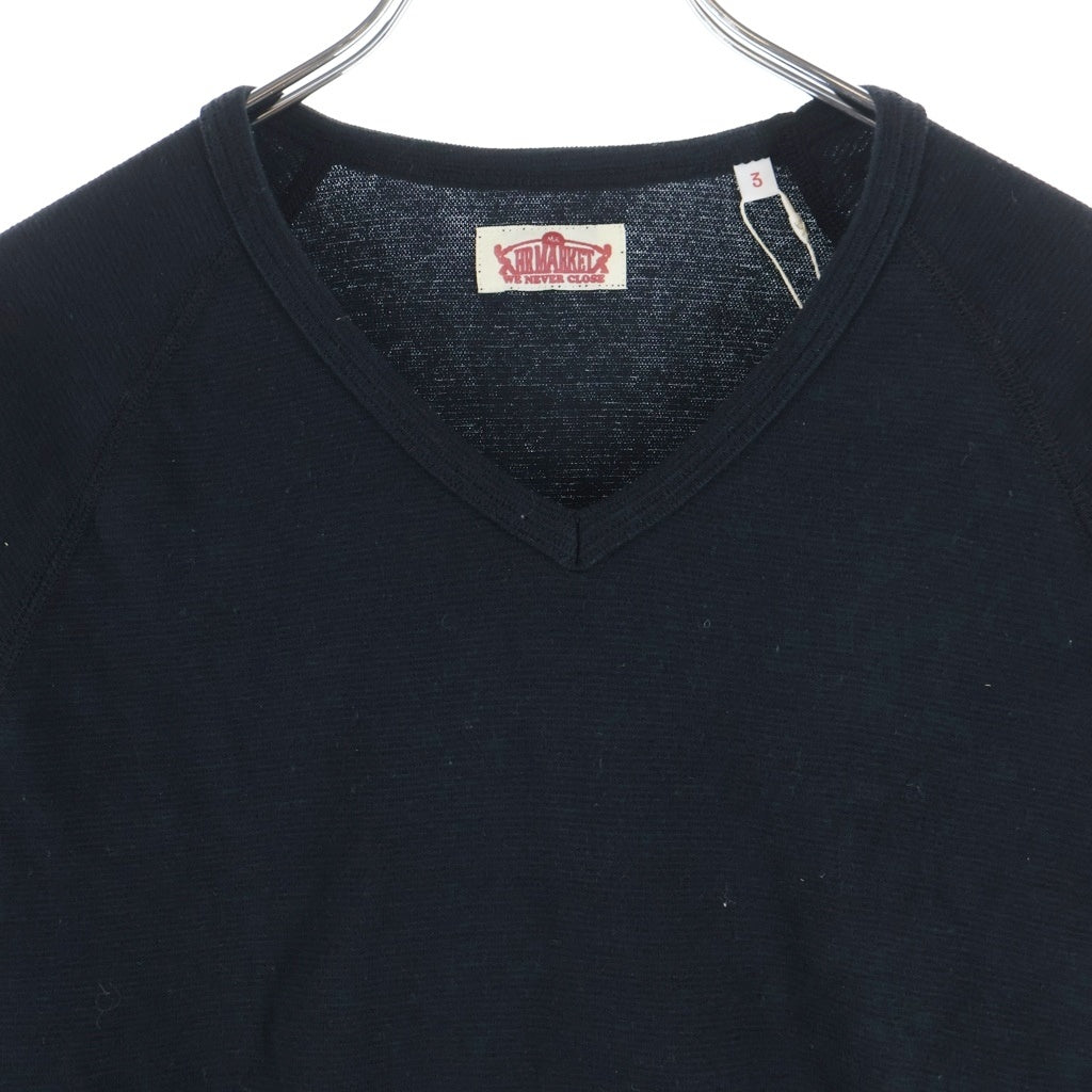 HOLLYWOOD RANCH MARKET(ハリウッド ランチ マーケット) ポリコットン Vネック長袖Tシャツ カットソー ブラック