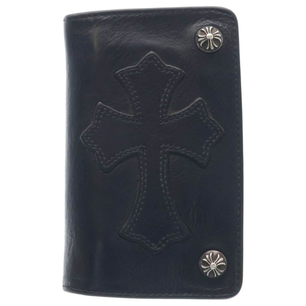 CHROME HEARTS(クロムハーツ) 1ZIP CROSS PATCH 1ジップ クロスパッチ クロスボールボタン レザーウォレット 財布 ブラック