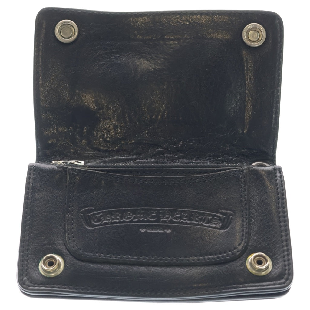 CHROME HEARTS(クロムハーツ) 1ZIP CROSS PATCH 1ジップ クロスパッチ クロスボールボタン レザーウォレット 財布 ブラック