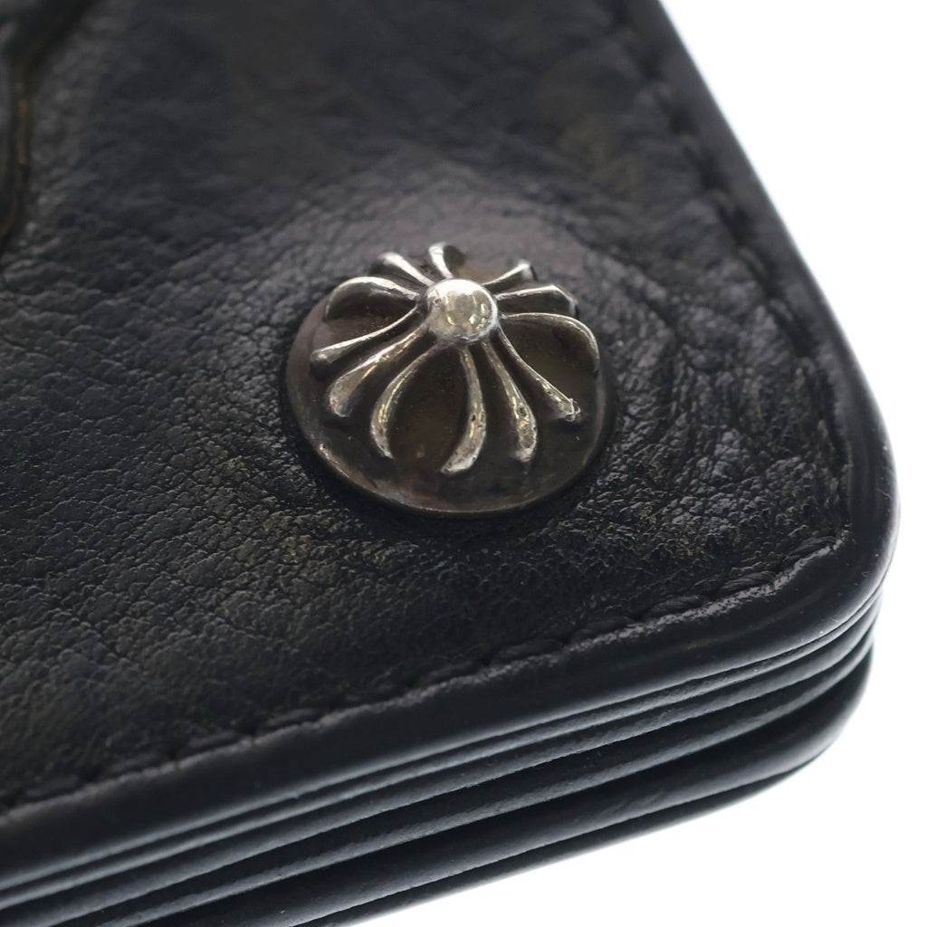 CHROME HEARTS(クロムハーツ) 1ZIP CROSS PATCH 1ジップ クロスパッチ クロスボールボタン レザーウォレット 財布 ブラック