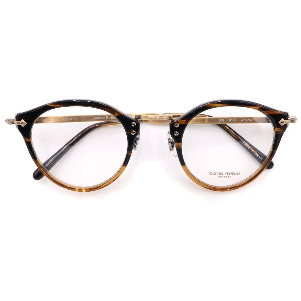 OLIVER PEOPLES(オリバーピープルズ) 505 8108 雅 彫刻デザインメタルテンプル ボストンシェイプ サングラス アイウェア メガネ ブラウン/ゴールド