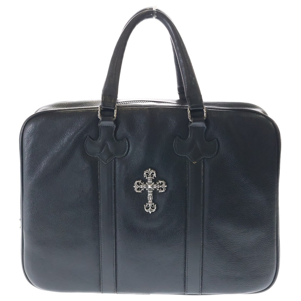CHROME HEARTS(クロムハーツ) FILIG CROSS フィリグリークロス レザー ブリーフケース ハンドバッグ ブラック レディース