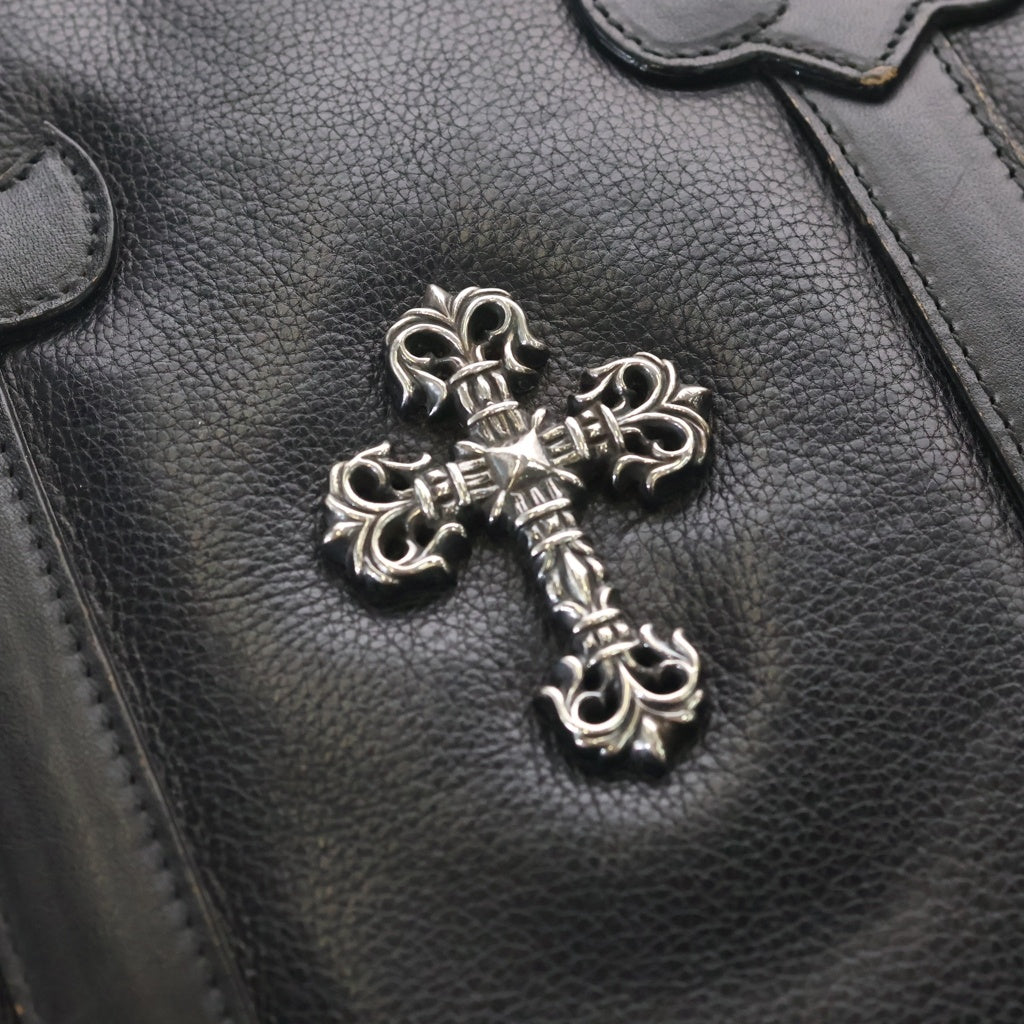 CHROME HEARTS(クロムハーツ) FILIG CROSS フィリグリークロス レザー ブリーフケース ハンドバッグ ブラック レディース