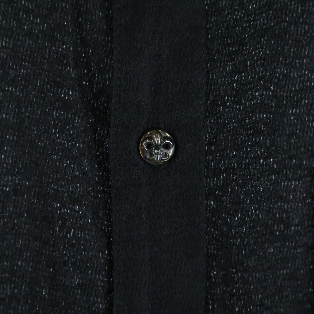 CHROME HEARTS(クロムハーツ) シルク BSフレアボタン レザーパッチ 長袖シャツ ブラック
