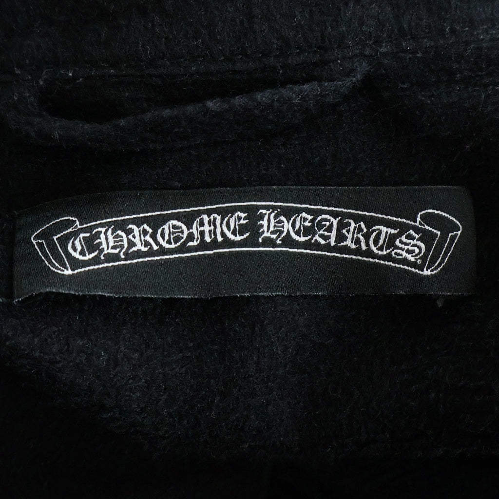 CHROME HEARTS(クロムハーツ) シルク BSフレアボタン レザーパッチ 長袖シャツ ブラック