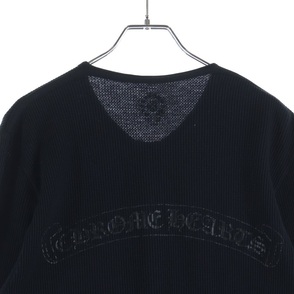 CHROME HEARTS(クロムハーツ) LS HNLY ロゴバックプリント ヘンリーネック 長袖サーマルTシャツ カットソー ブラック