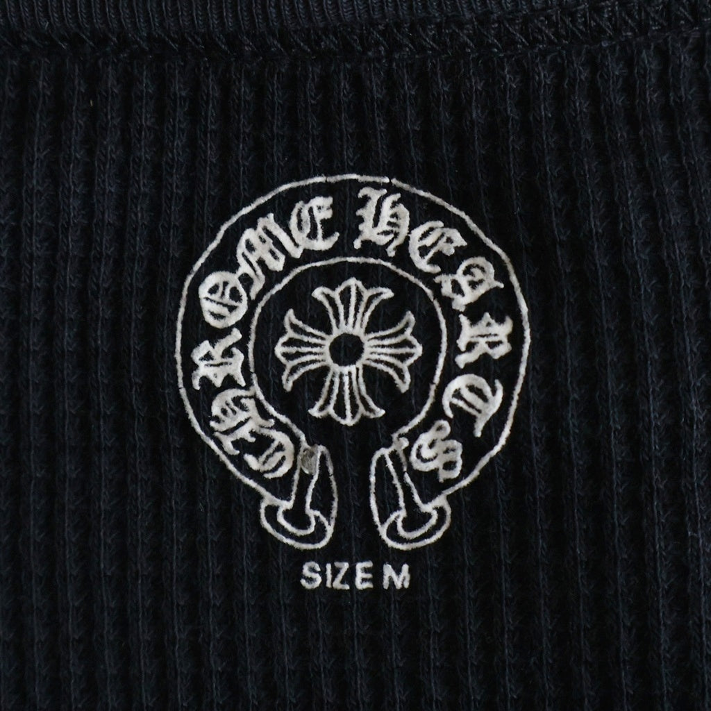 CHROME HEARTS(クロムハーツ) LS HNLY ロゴバックプリント ヘンリーネック 長袖サーマルTシャツ カットソー ブラック