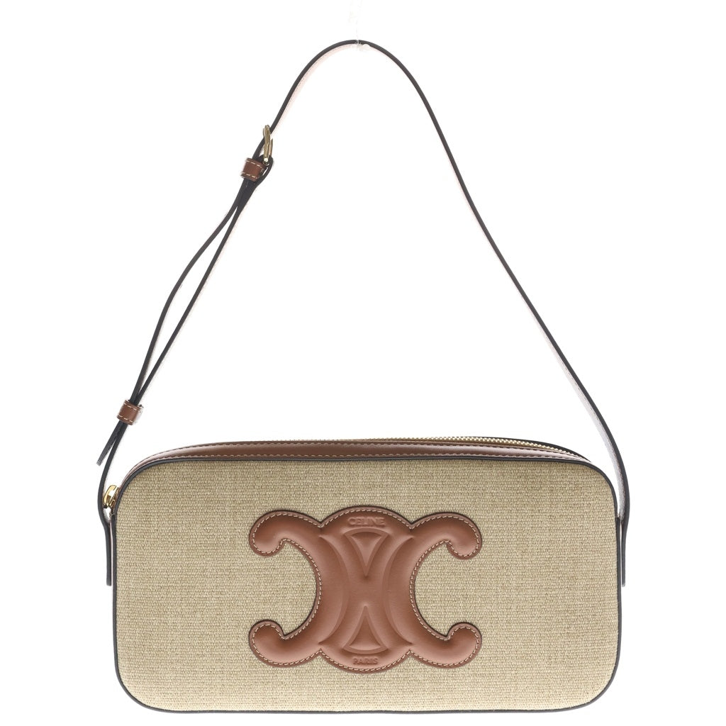 CELINE(セリーヌ) CAMERA SHOULDER BAG トリオンフ レザー カメラショルダーバッグ ベージュ/ブラウン 199182EG1.02ET レディース