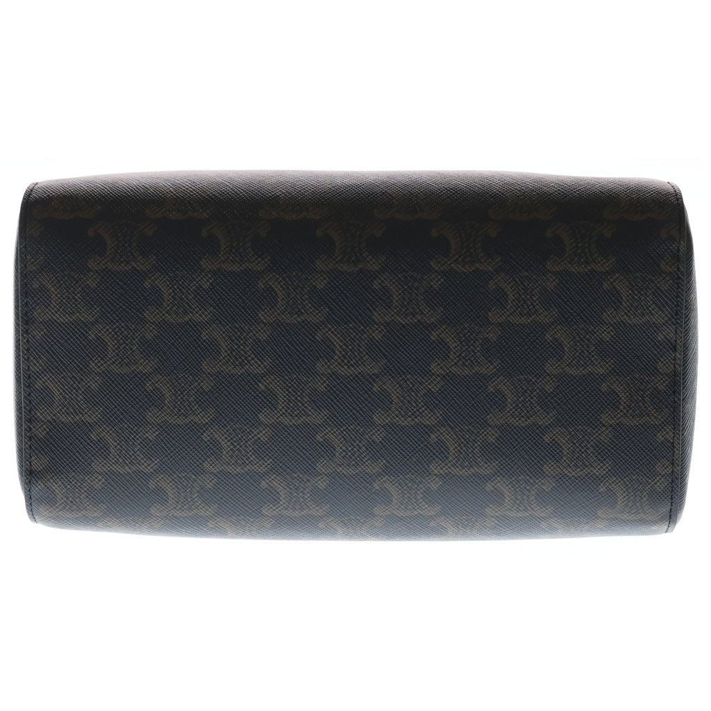 CELINE(セリーヌ) MINI BOSTON ミニボストン トリオンフキャンバス カーフスキン レザーショルダーバッグ シルバー金具 ブラウン 120502FQM.38S1 レディース