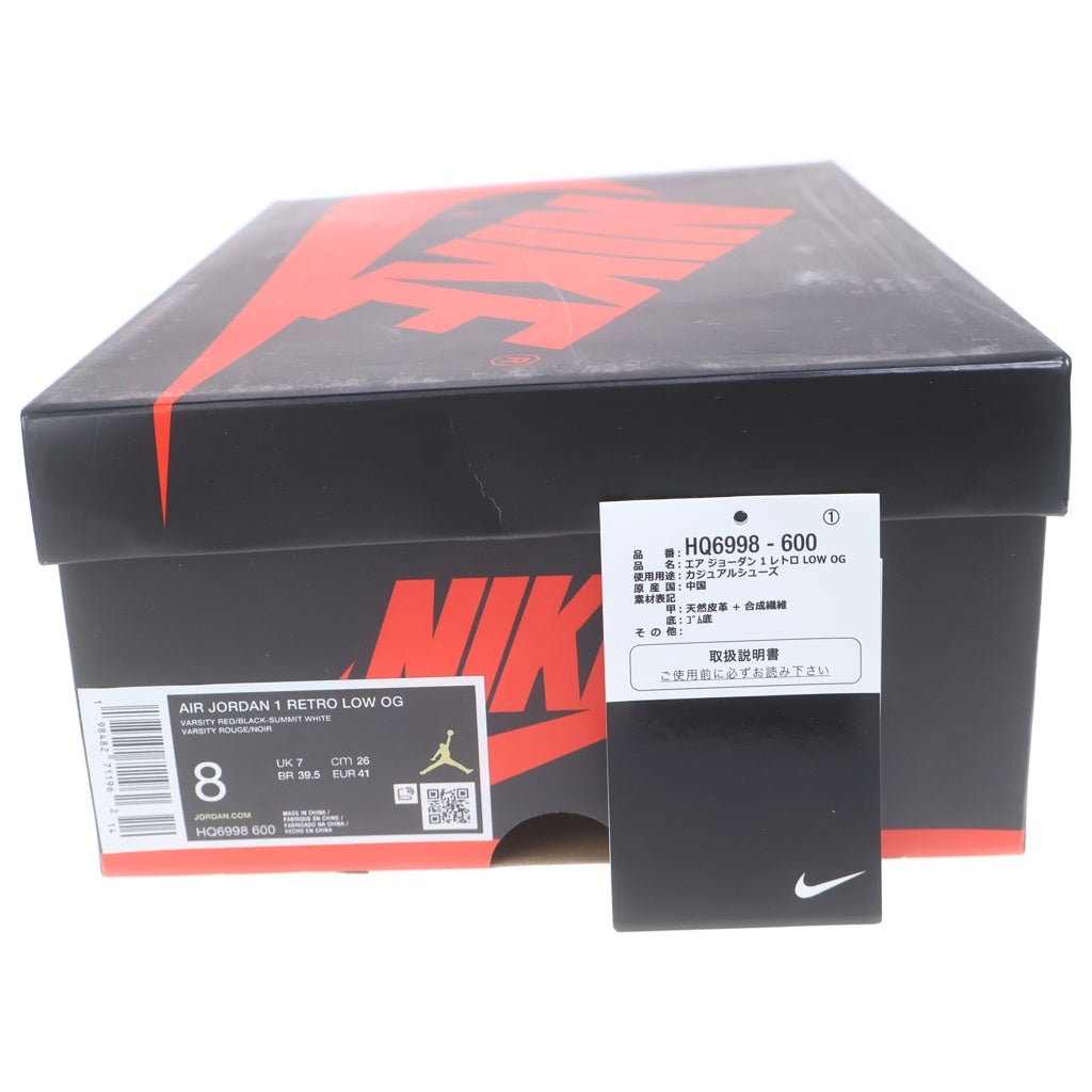 NIKE(ナイキ) AIR JORDAN 1 RETRO LOW OG CHICAGO エアジョーダン1 レトロ シカゴ ローカットスニーカー レッド US8/26cm HQ6998-600