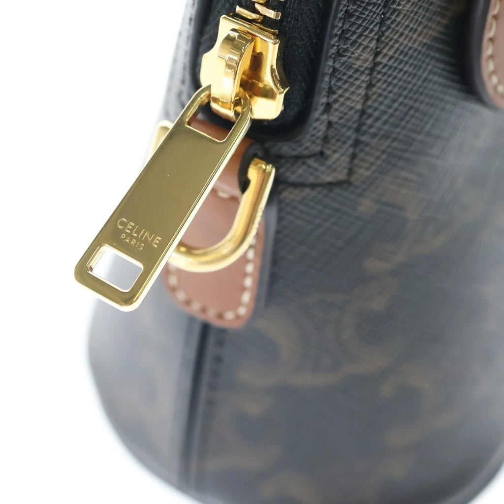CELINE(セリーヌ) MINI HONORINE ミニ オノリン トリオンフキャンバス レザークロスボディ ハンドバッグ ゴールド金具 ブラウン 10N572ECM.04LU レディース