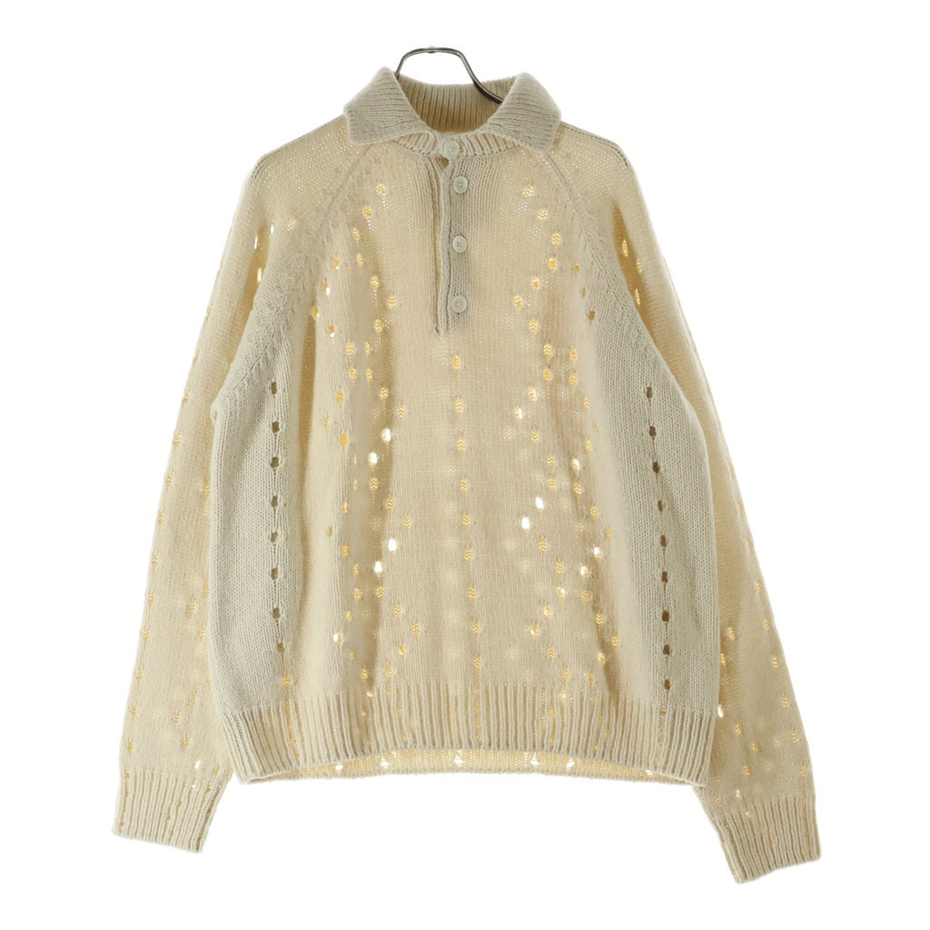 GIVENCHY(ジバンシィ) アルパカ混 ポインテール オーバーサイズド ウール ニットポロ セーター アイボリー BM90RD4YHS
