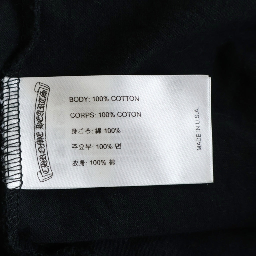 CHROME HEARTS(クロムハーツ) スクロールラベル アームプリント クルーネック コットン 長袖ポケットTシャツ カットソー ブラック