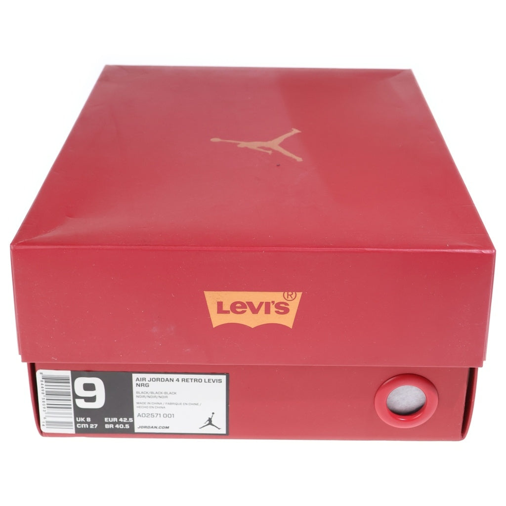 NIKE(ナイキ) ×Levi's AIR JORDAN 4 RETRO LEVI'S BG リーバイス エアジョーダン レトロ デニム ミッドカットスニーカー ブラック US9/27cm A02571-001