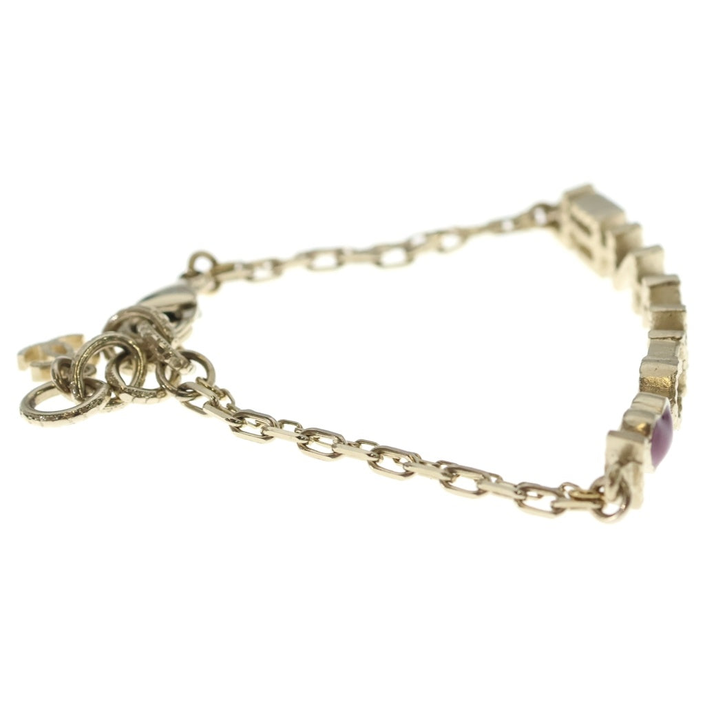 CHANEL(シャネル) 17SS I LOVE CHANEL アイラブシャネル ハートチャーム付き ロゴ チェーンブレスレット ゴールド A98210