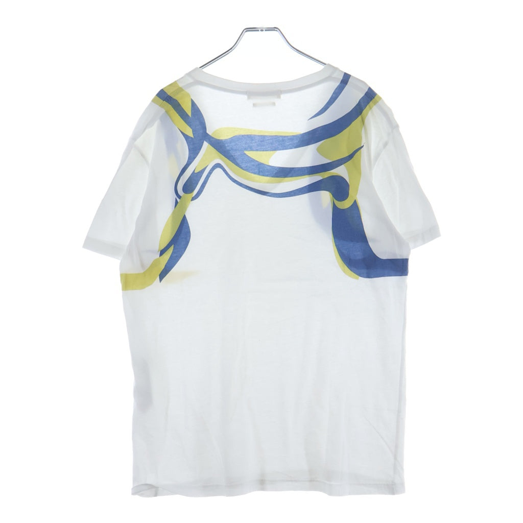 Alexander McQueen(アレキサンダーマックイーン) 14SS 歌舞伎デザインプリント Vネック 半袖Tシャツ カットソー ホワイト 354294 QEZ66