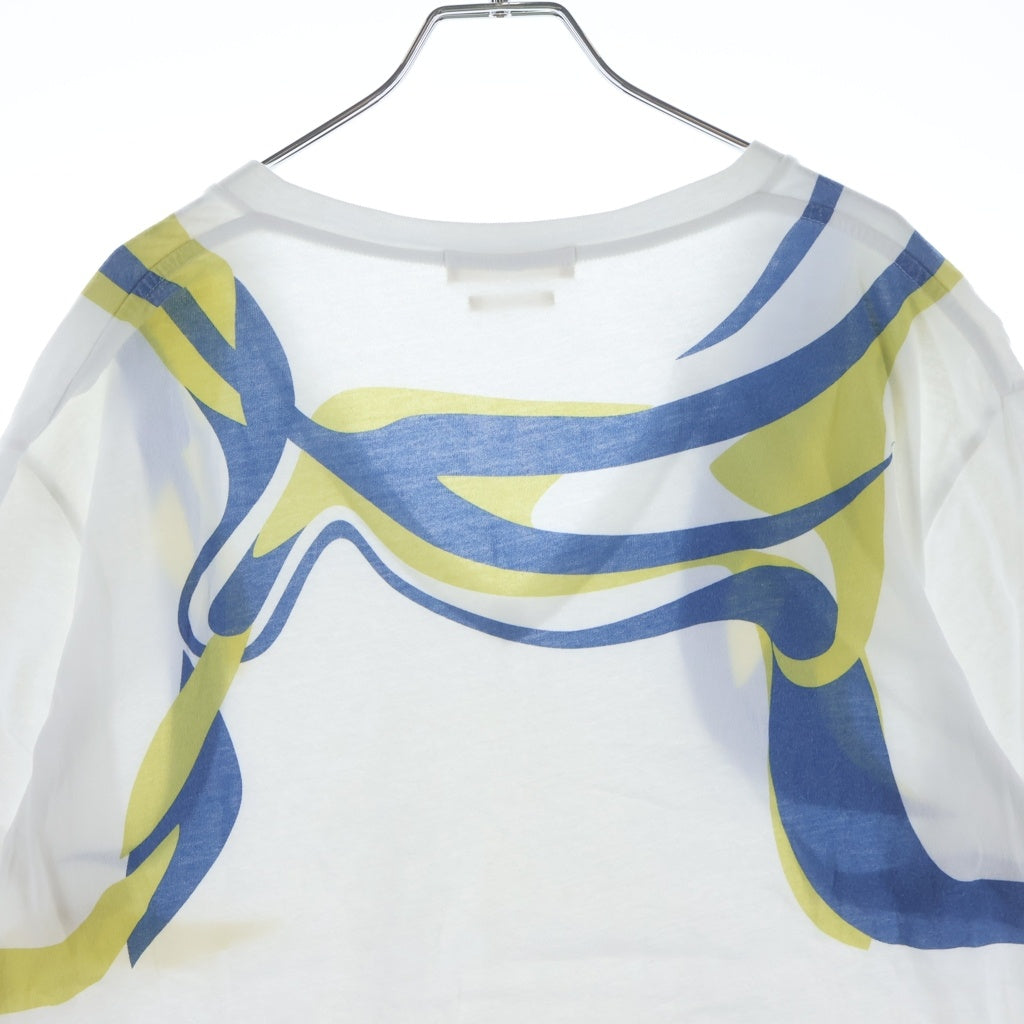 Alexander McQueen(アレキサンダーマックイーン) 14SS 歌舞伎デザインプリント Vネック 半袖Tシャツ カットソー ホワイト 354294 QEZ66