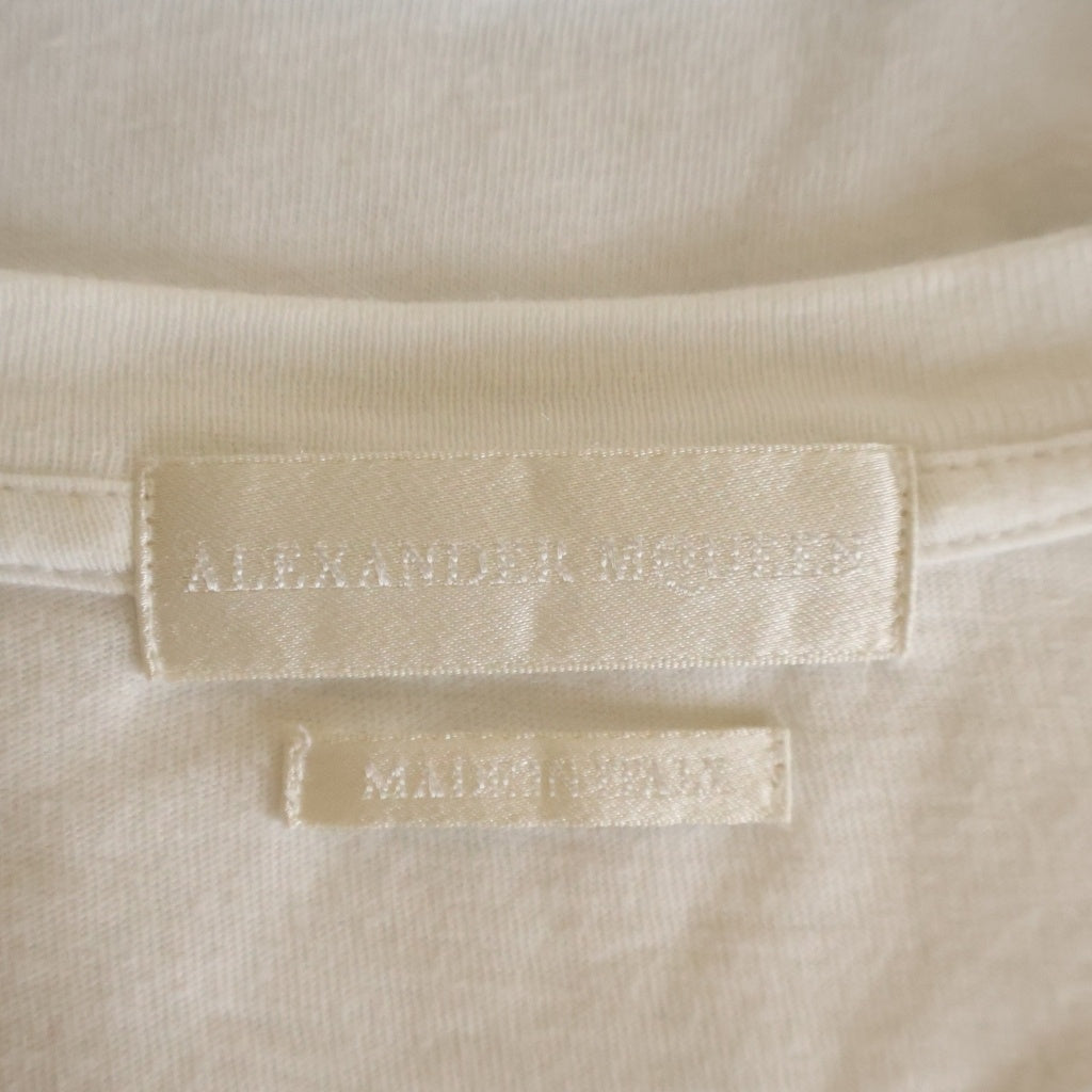 Alexander McQueen(アレキサンダーマックイーン) 14SS 歌舞伎デザインプリント Vネック 半袖Tシャツ カットソー ホワイト 354294 QEZ66
