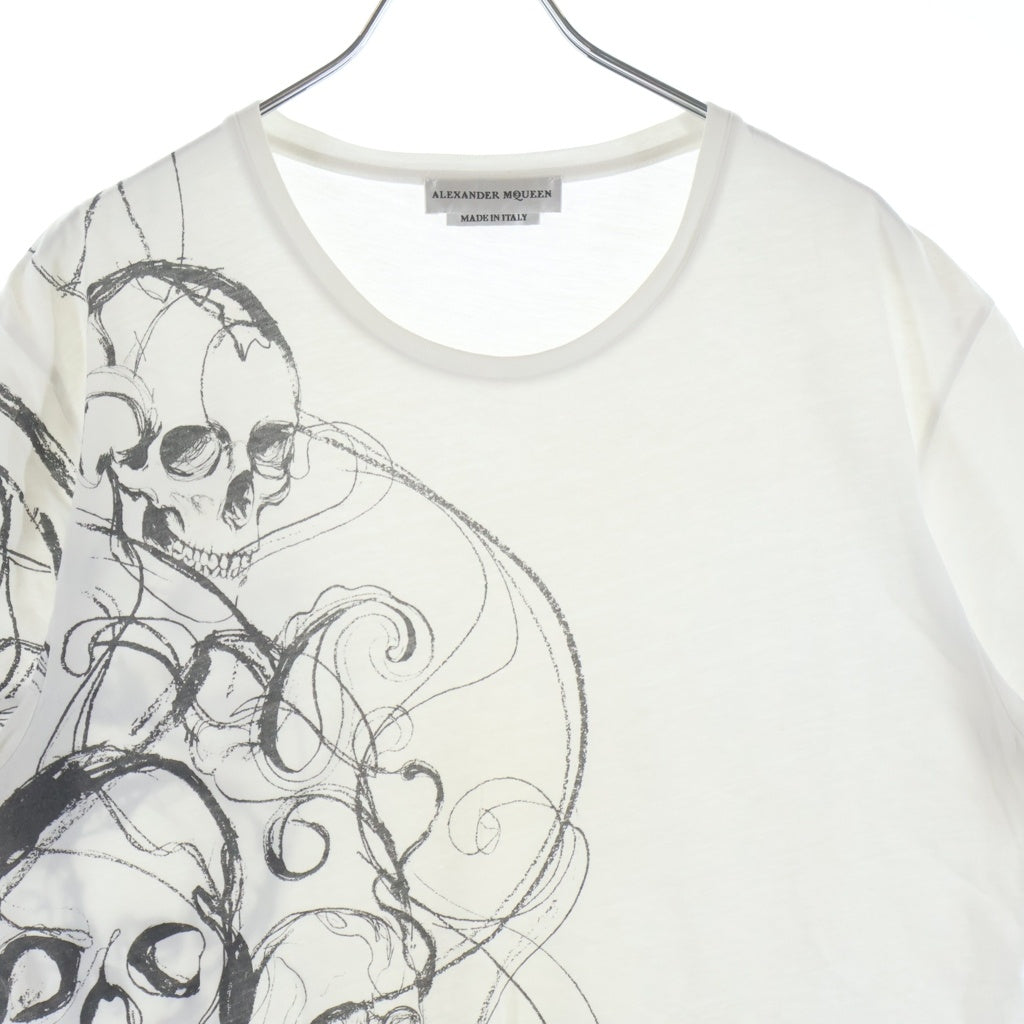 Alexander McQueen(アレキサンダーマックイーン) イタリア製 スカルプリント クルーネック 半袖Tシャツ カットソー ホワイト 453145 QIZP4