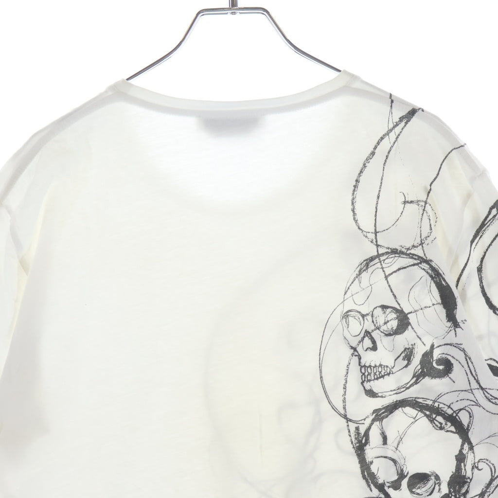 Alexander McQueen(アレキサンダーマックイーン) イタリア製 スカルプリント クルーネック 半袖Tシャツ カットソー ホワイト 453145 QIZP4