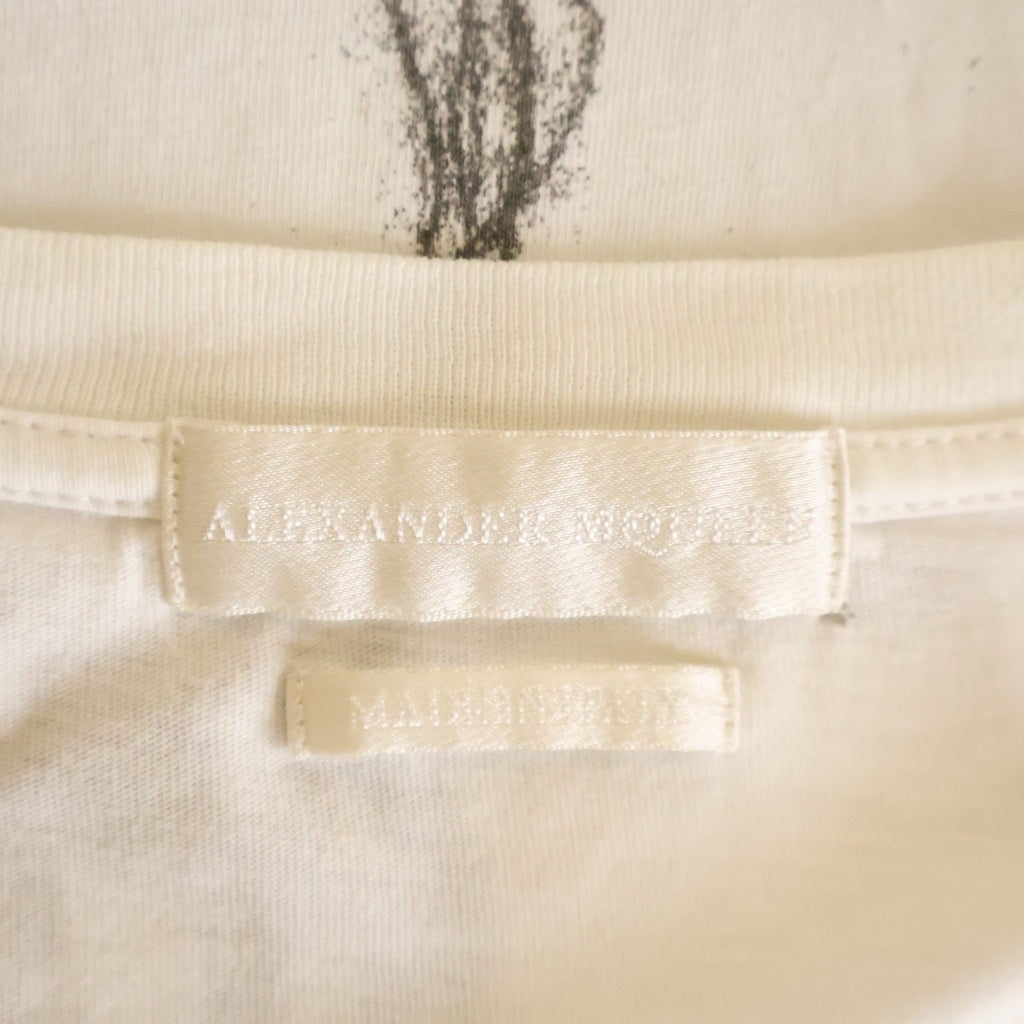 Alexander McQueen(アレキサンダーマックイーン) イタリア製 ビッグスカル両面プリント クルーネック 半袖Tシャツ カットソー ホワイト 174981 QGZ53