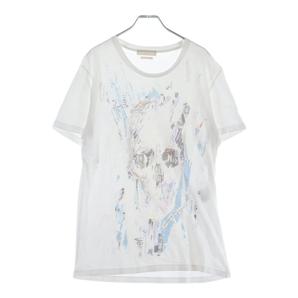 Alexander McQueen(アレキサンダーマックイーン) イタリア製 アートスカルプリント クルーネック 半袖Tシャツ カットソー ホワイト 174981 QEZ54