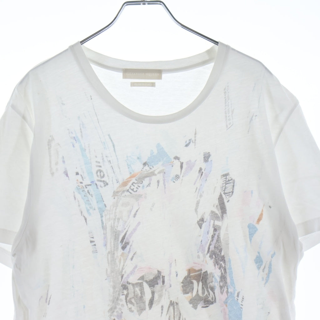 Alexander McQueen(アレキサンダーマックイーン) イタリア製 アートスカルプリント クルーネック 半袖Tシャツ カットソー ホワイト 174981 QEZ54