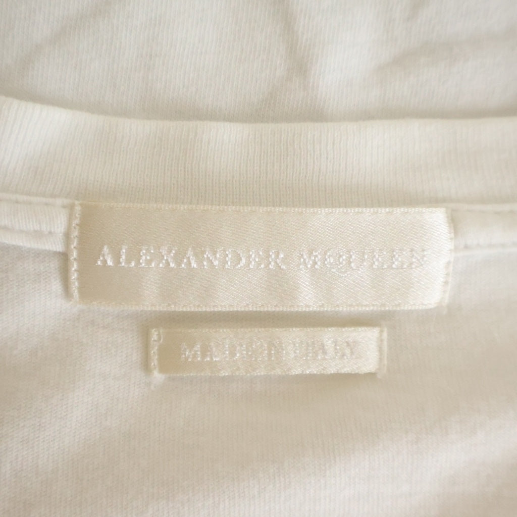 Alexander McQueen(アレキサンダーマックイーン) イタリア製 アートスカルプリント クルーネック 半袖Tシャツ カットソー ホワイト 174981 QEZ54