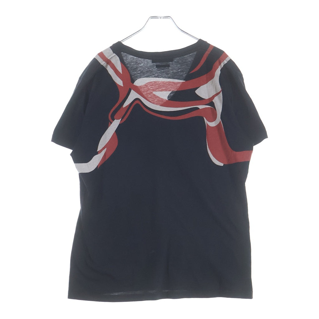Alexander McQueen(アレキサンダーマックイーン) 14SS 歌舞伎デザインプリント Vネック 半袖Tシャツ カットソー ブラック 354294 QEZ66