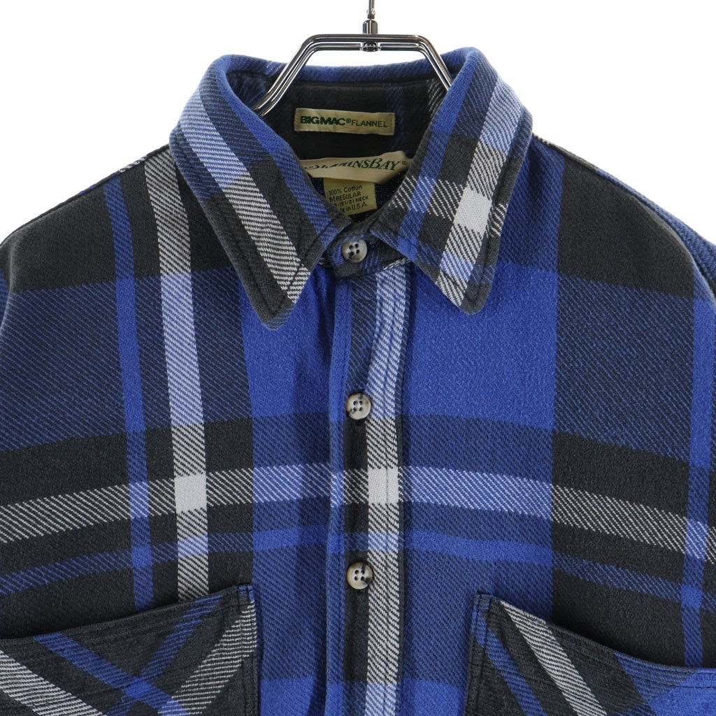 BIGMAC(ビッグマック) 80-90S VINTAGE ×ST.JOHN'S BAY L/S FLANNEL SHIRT ヴィンテージ エスティージョンズベイ USA製 チェック柄 長袖フランネルシャツ ブルー/ブラック