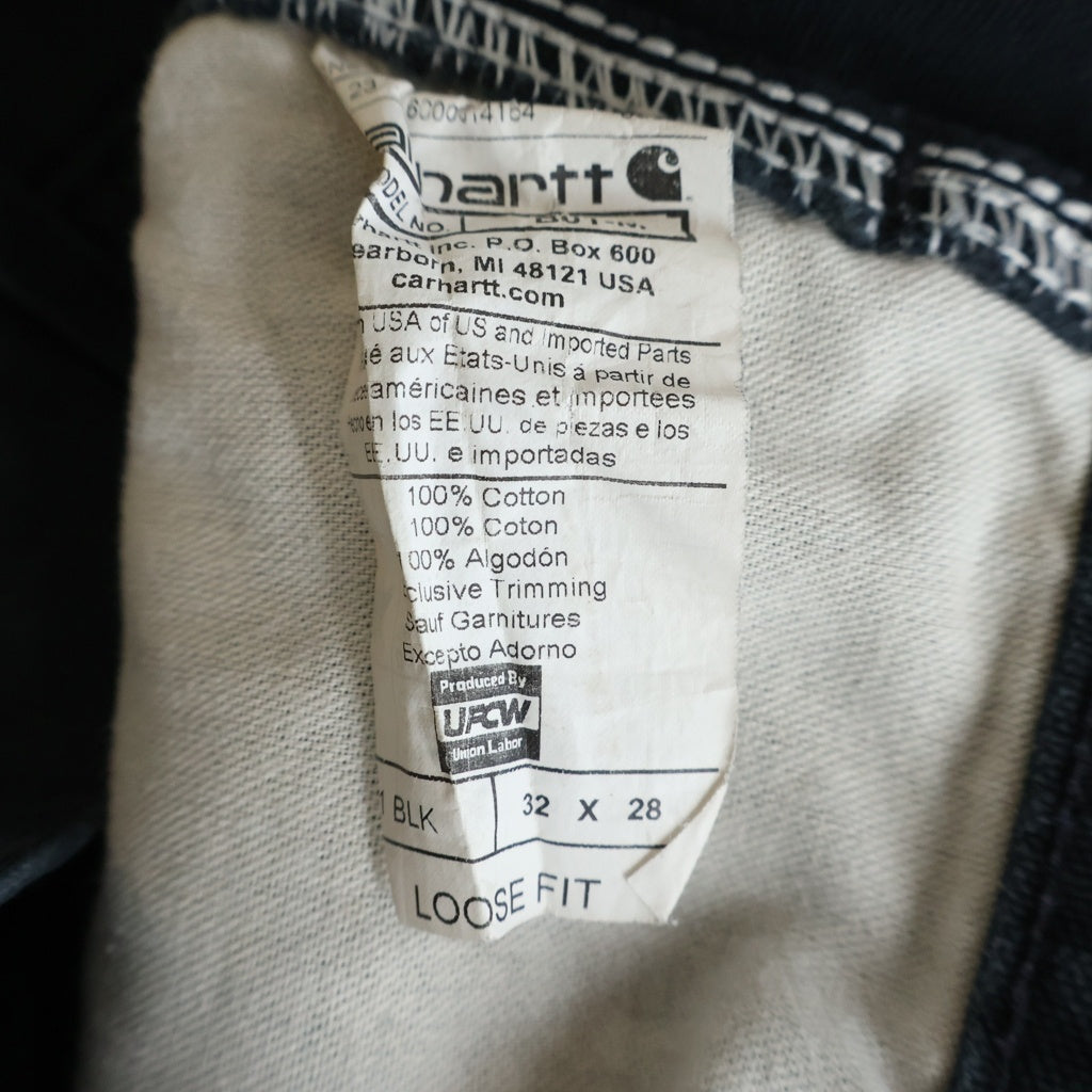 CARHARTT(カーハート) DOUBLE FRONT WORK DUNGAREE ダック地 ダブルニー ワークペインターパンツ ブラック B01-M