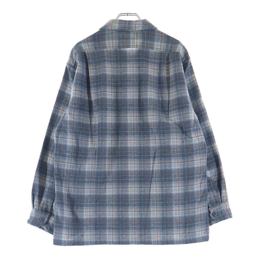 PENDLETON(ペンドルトン) 70S VINTAGE L/S PLAID BOARD SHIRT ヴィンテージ シャドー チェック柄 長袖ウールボードシャツ グレー/ブルー
