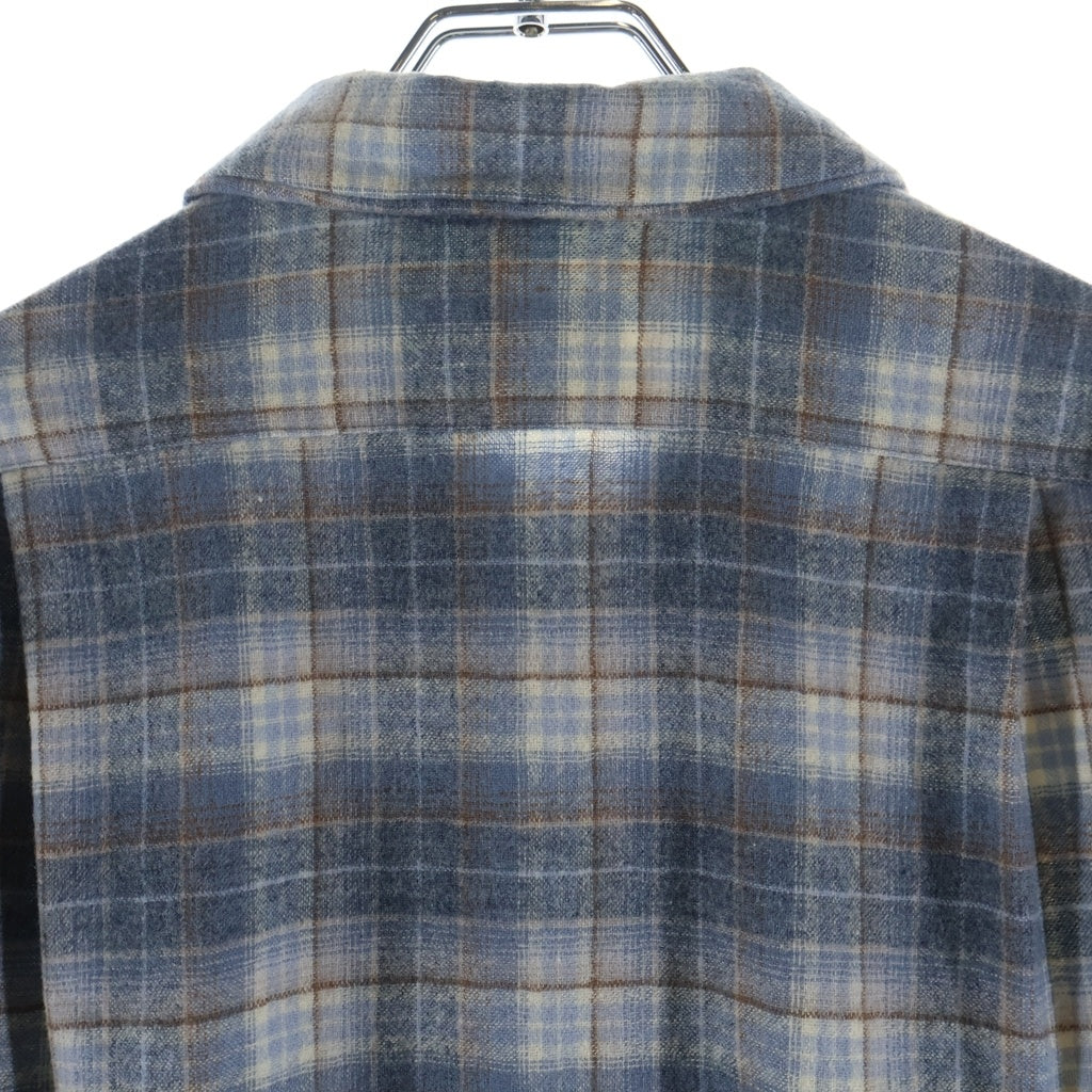 PENDLETON(ペンドルトン) 70S VINTAGE L/S PLAID BOARD SHIRT ヴィンテージ シャドー チェック柄 長袖ウールボードシャツ グレー/ブルー