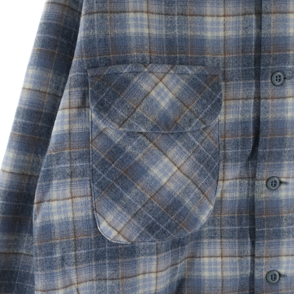 PENDLETON(ペンドルトン) 70S VINTAGE L/S PLAID BOARD SHIRT ヴィンテージ シャドー チェック柄 長袖ウールボードシャツ グレー/ブルー