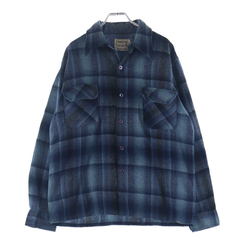 VINTAGE(ヴィンテージ) 70S LUMBER JACK L/S PLAID BOARD SHIRT ヴィンテージシャドー チェック柄 長袖ウールボードシャツ ネイビー/ブルー