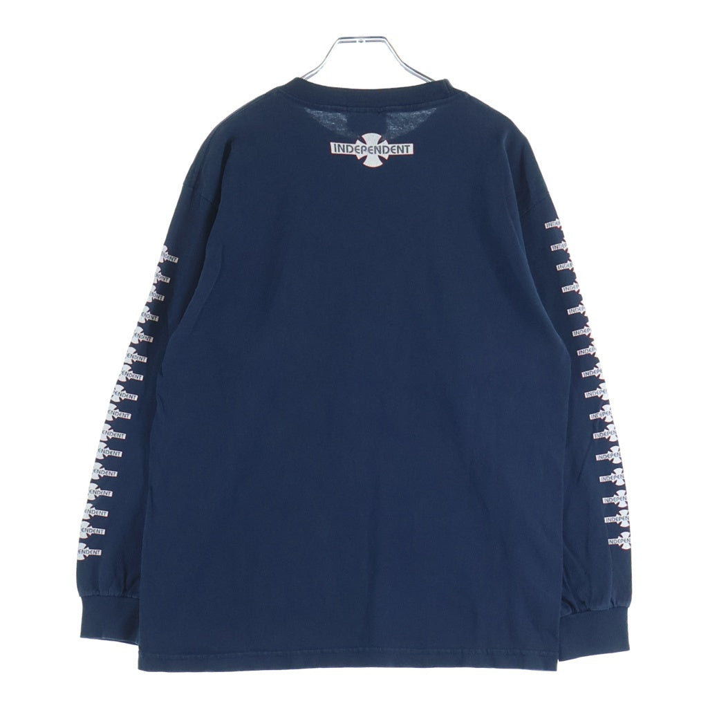 VINTAGE(ヴィンテージ) 90S VINTAGE INDEPENDENT L/S TEE ヴィンテージ インディペンデント アームロゴプリントTシャツ 長袖クルーネックカットソー ネイビー